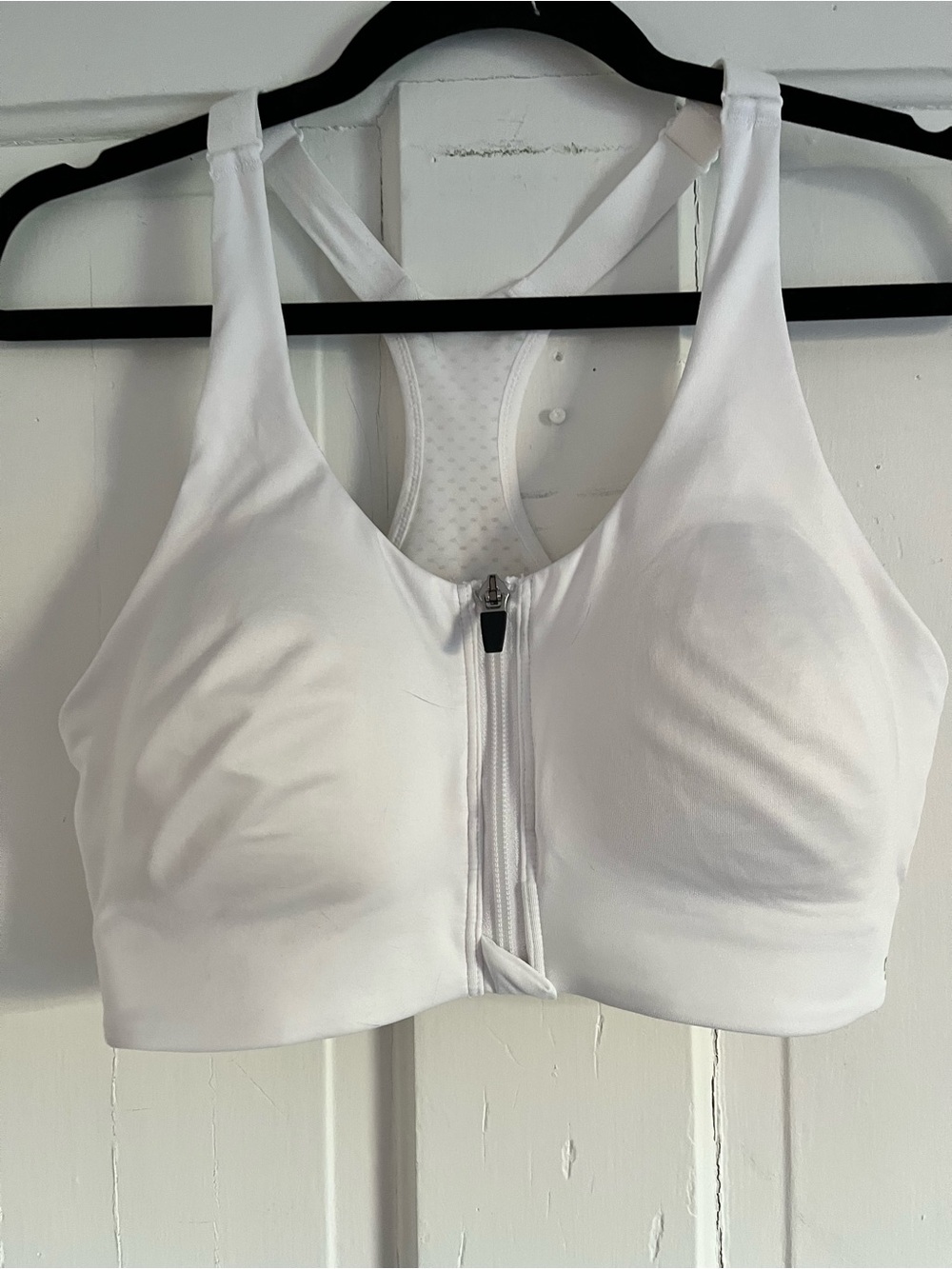 DSG White Front-Zip High-Support Sports Bra